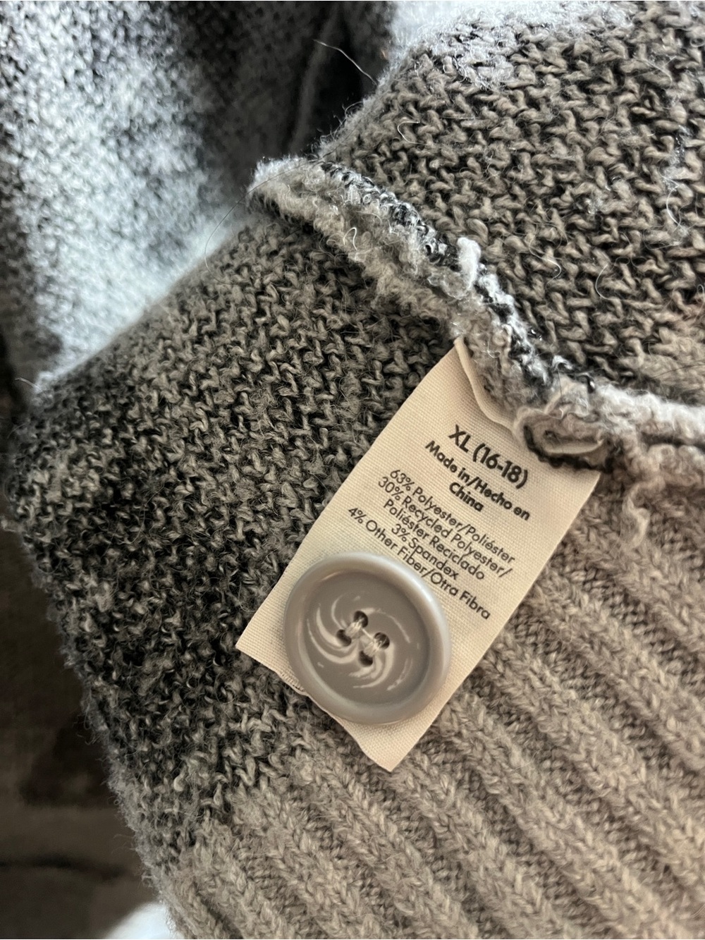 No Boundaries Light Gray Cardigan with Black Skull Pattern - Picture 7 of 7